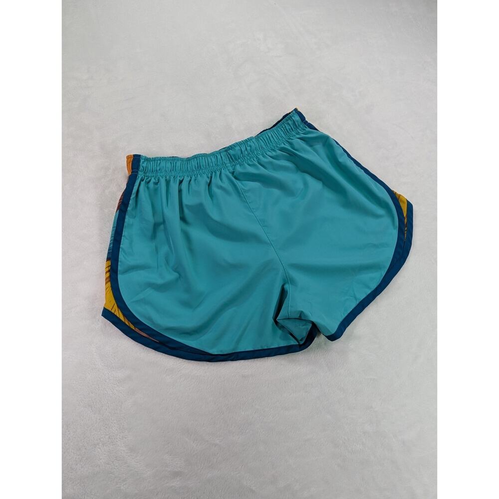 Nike Women's Tempo Dri-FIT Running Shorts Medium M Geo Print Teal Blue - Picture 10 of 12